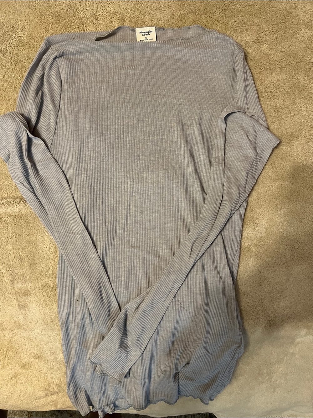 Abercrombie & Fitch Soft Ribbed Double Layered Tank Top +Long Sleeve Top in Grey